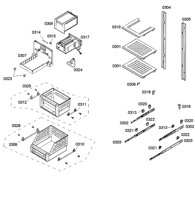 Shelfs Diagram and Parts List for T18ID80NLP 41 Thermador Freezer