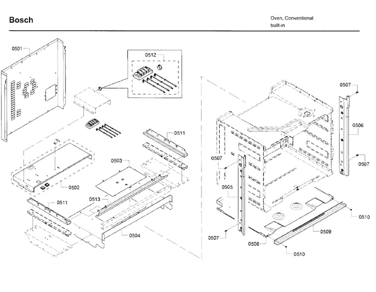 Frame Diagram and Parts List for HBL5751UCC 04 Bosch Microwave
