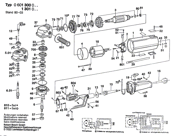 Bosch Usw (J)77..S3 (0601301039) Diagram and Parts List for USW77S3 (J)(0601301039) Bosch Angle Grinder
