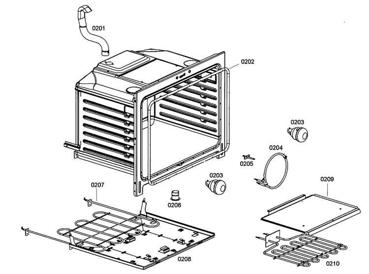 Oven Assy Diagram and Parts List for HES345U 01 Bosch Range
