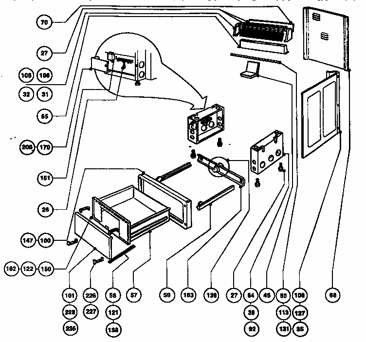 Storage Drawer And Base Diagram and Parts List for RDFS30Q  Thermador Range