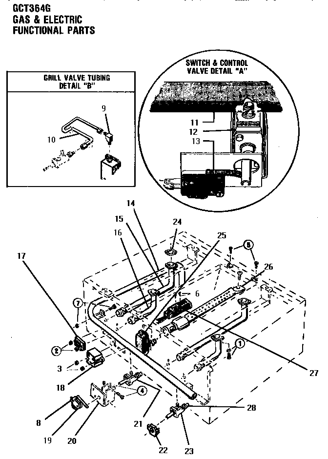 Section 6 Diagram and Parts List for GCT486G  Thermador Cooktop