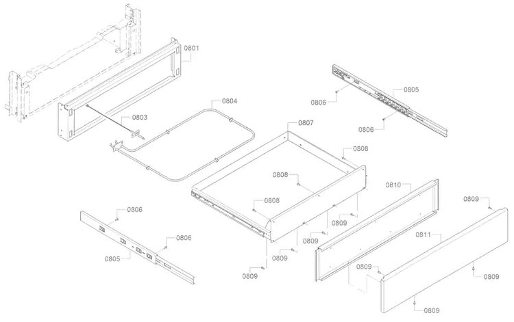 Drawer Diagram and Parts List for HGI8054UC 05 Bosch Range