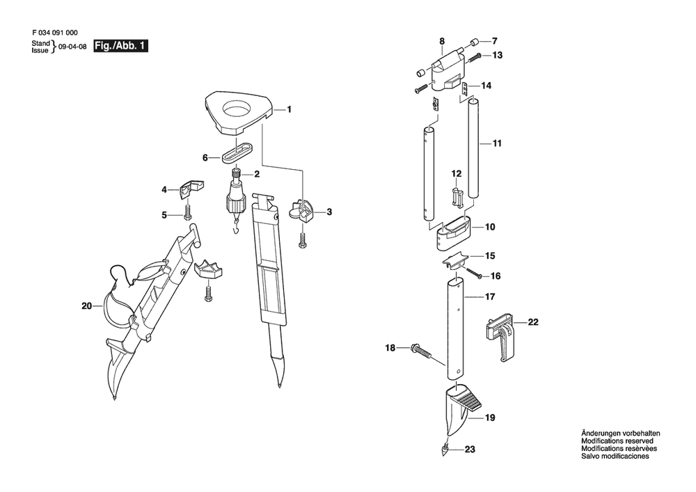 Diagram 1 Diagram and Parts List for ALQCI20BLACK F034091000 Bosch Tool Stand & Cart