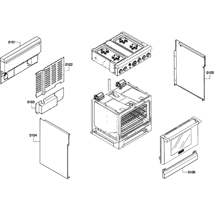 Main Assy Diagram and Parts List for PRD304EG 06 Thermador Range