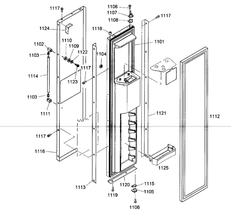 Door Assy 2 Diagram and Parts List for KBUDT4865E 01 Thermador Refrigerator