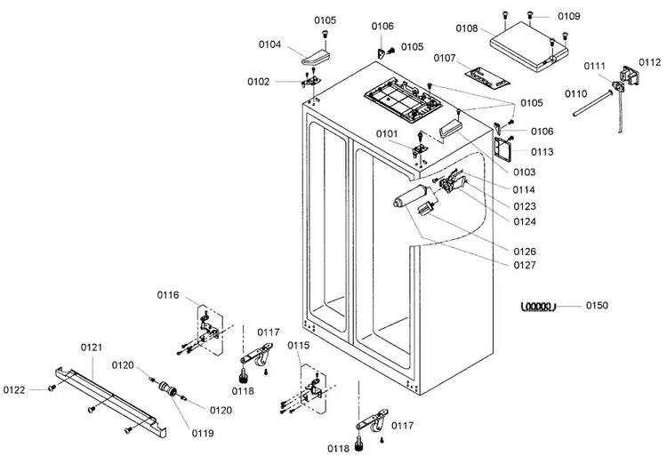Cabinet Diagram and Parts List for B20CS50SNS 01 Bosch Refrigerator