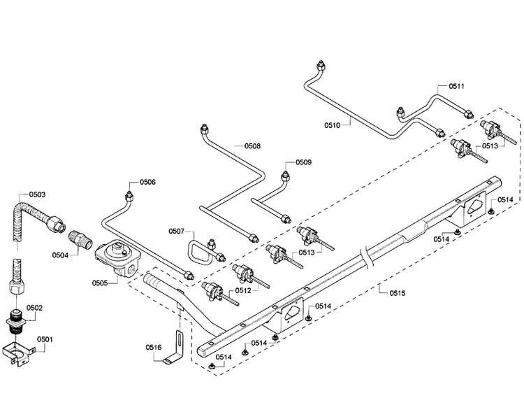 Manifold Diagram and Parts List for PRD486GDHC 03 Thermador Range
