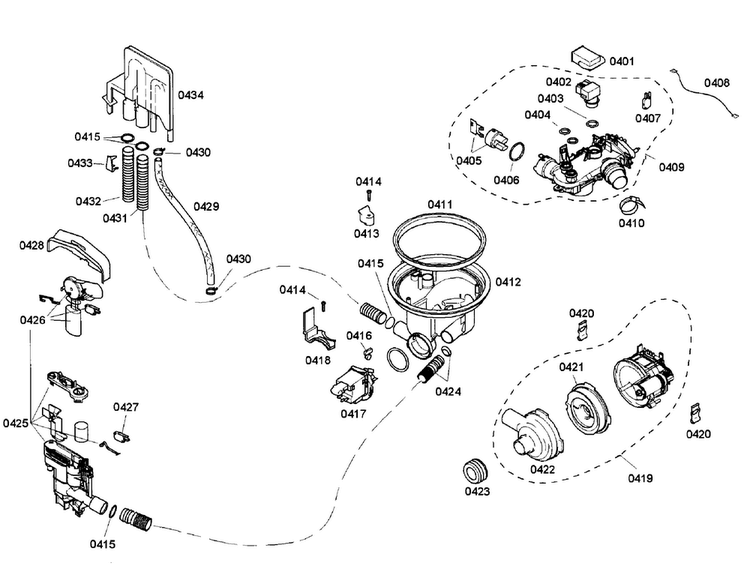 Pump Diagram and Parts List for SHX57C05UC 14 Bosch Dishwasher
