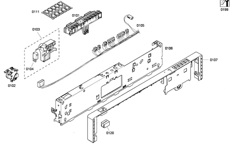 Control Panel Diagram and Parts List for DWHD410GFM-53  Thermador Dishwasher