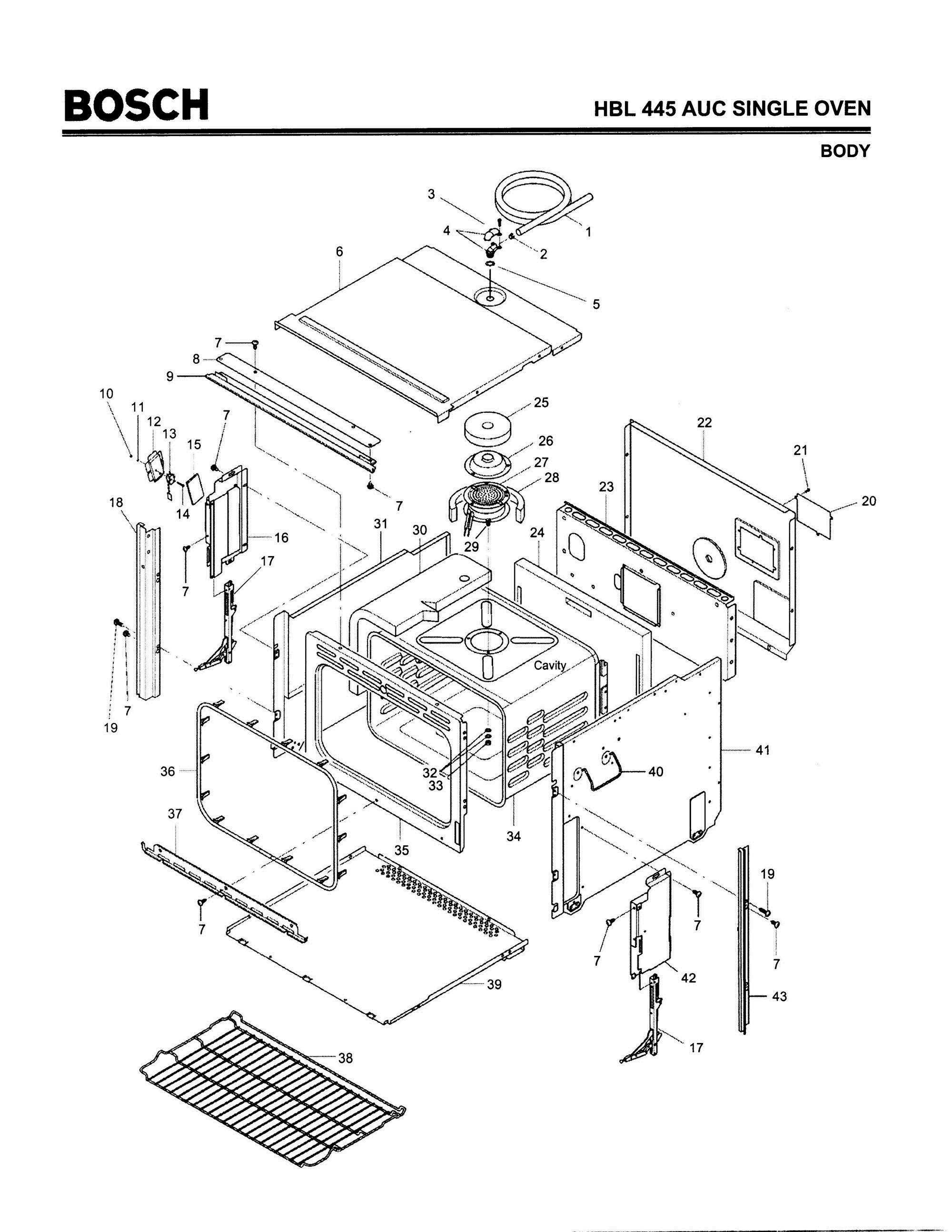 01 - BODY Diagram and Parts List for HBL445AUC(FD8202-)  Bosch 