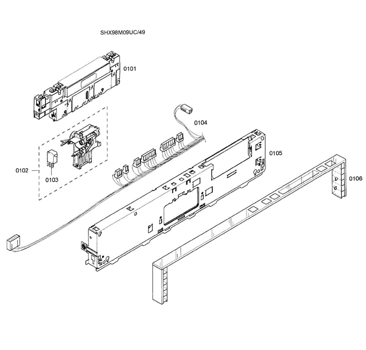 Control Panel Diagram and Parts List for SHX98M09UC 49 Bosch Dishwasher