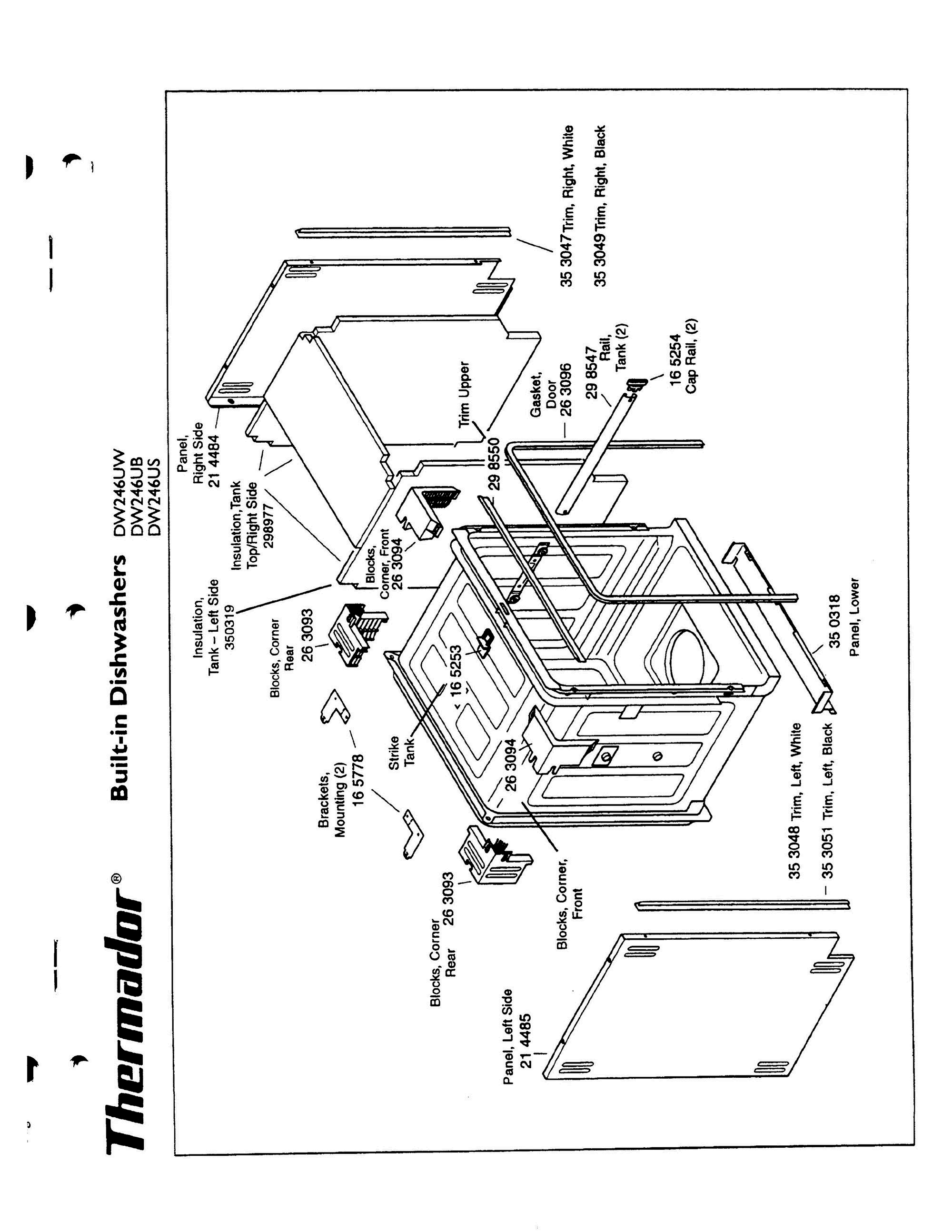 15 - TANK ASSEMBLY Diagram and Parts List for DW246UW(FD7711-7912)  Bosch Range