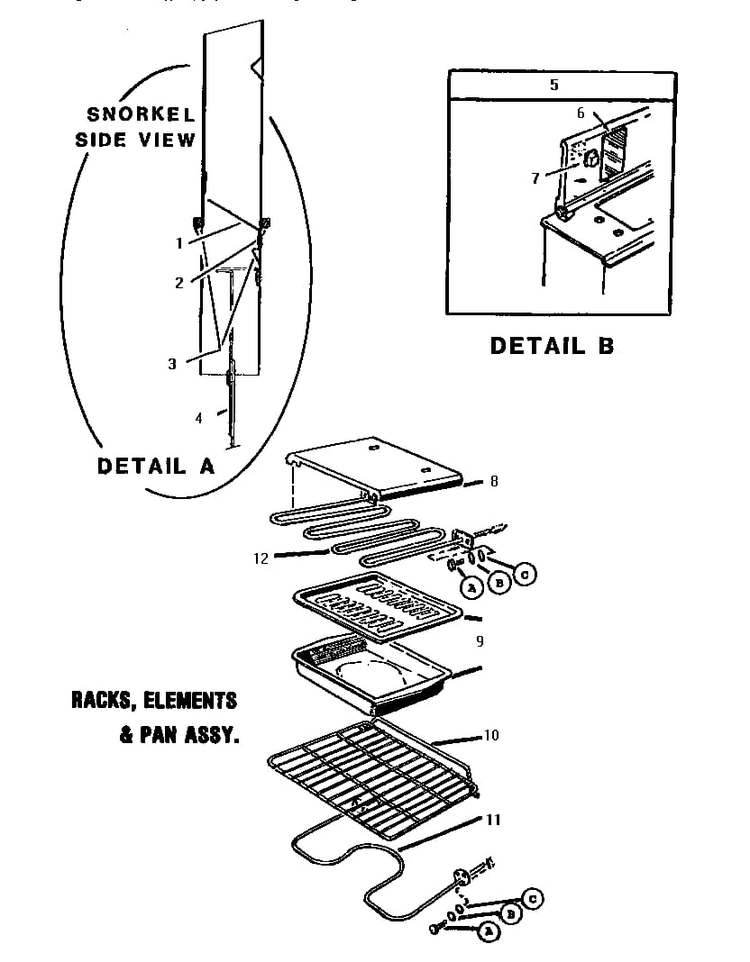Racks/elements/pan Assembly Diagram and Parts List for GSC30CVWC-01  Thermador Range