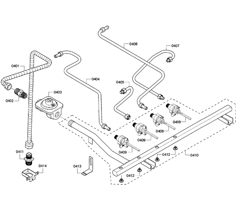 Manifold Diagram and Parts List for PRD484EEHU 01 Thermador Range