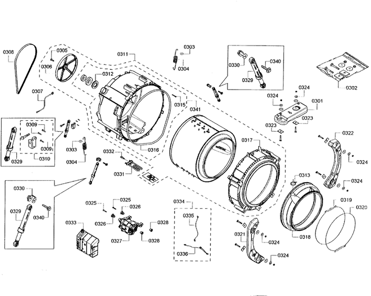 Tub Assy Diagram and Parts List for WFVC5400UC 23 Bosch Washer