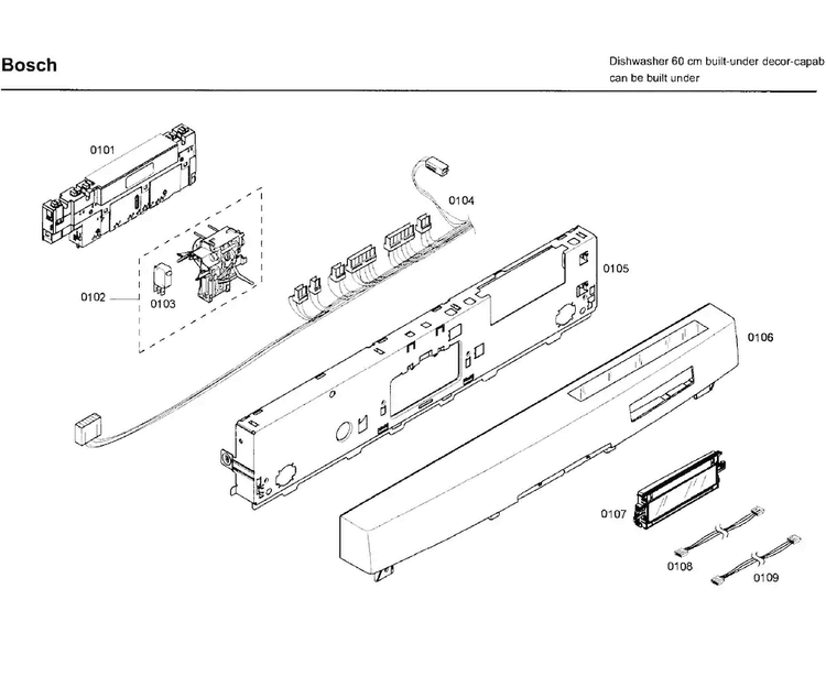Control Panel Diagram and Parts List for SHE99C05UC 36 Bosch Dishwasher