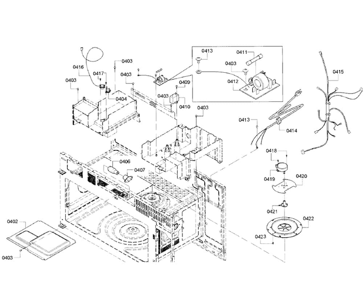 Electrical Parts Diagram and Parts List for HMV5052U 02 Bosch Microwave
