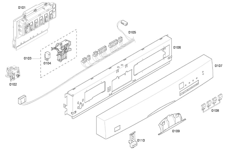 Control Panel Diagram and Parts List for SHE45C02UC 50 Bosch Dishwasher