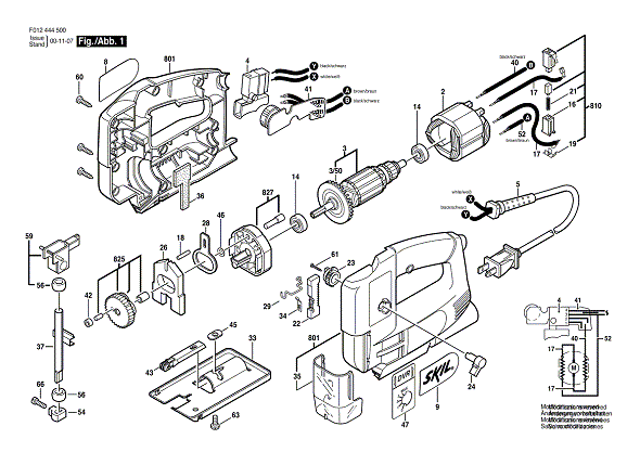 Bosch 4445 (F012444544) Diagram and Parts List for 4445 F012444544 Bosch Jig Saw