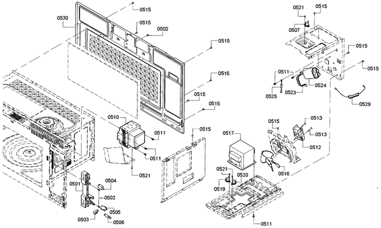 Magnetron Diagram and Parts List for HMVP052U 01 Bosch Microwave