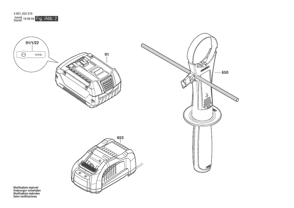 Section 2 Diagram and Parts List for 3601JG0311  Bosch Hammer Drill