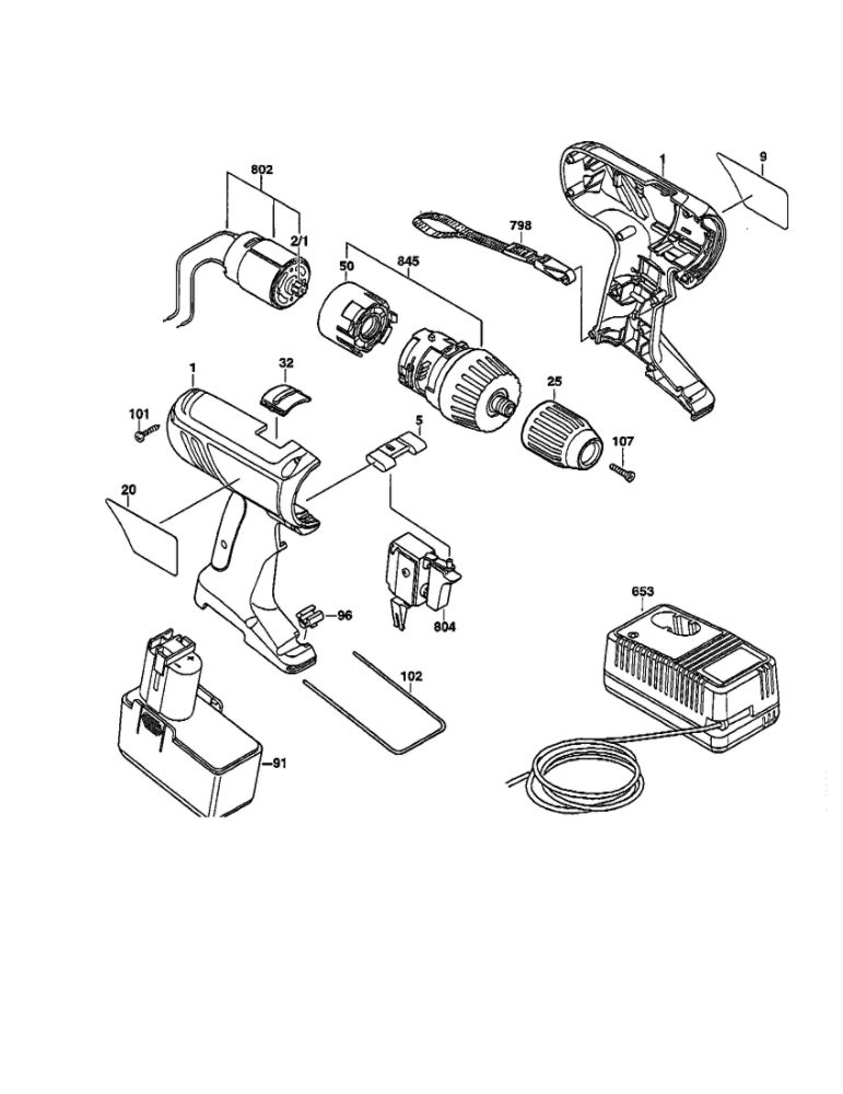 18 Volt Drill/Driver Diagram and Parts List for 0601948360  Bosch Drill