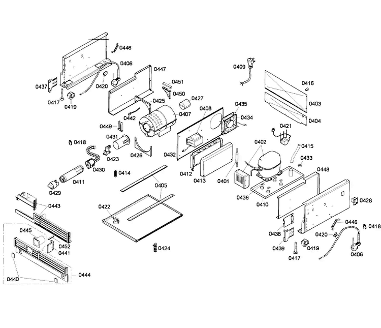 Compressor Diagram and Parts List for T24IF70NSP 03 Thermador Freezer