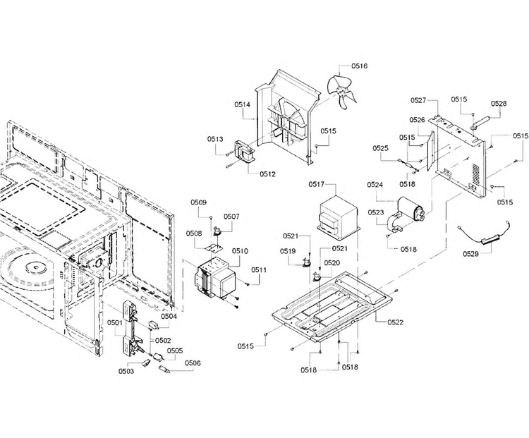 Convection Diagram and Parts List for HMV3062U 02 Bosch Microwave