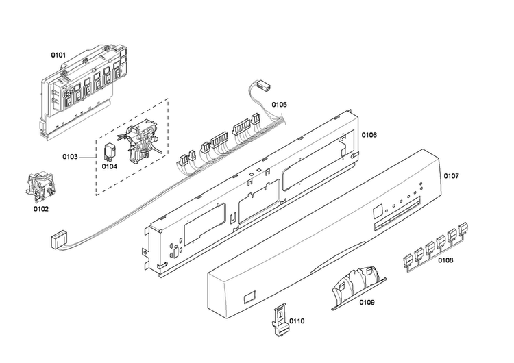 Panel Assy Diagram and Parts List for SHE46C06UC 33 Bosch Dishwasher