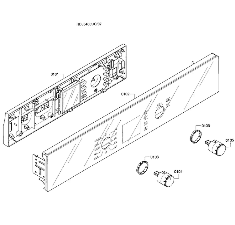 Control Panel Diagram and Parts List for HBL3460UC 07 Bosch Wall Oven