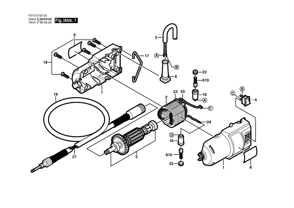 Diagram Diagram and Parts List for 7326 F 013 736 032 Bosch Router