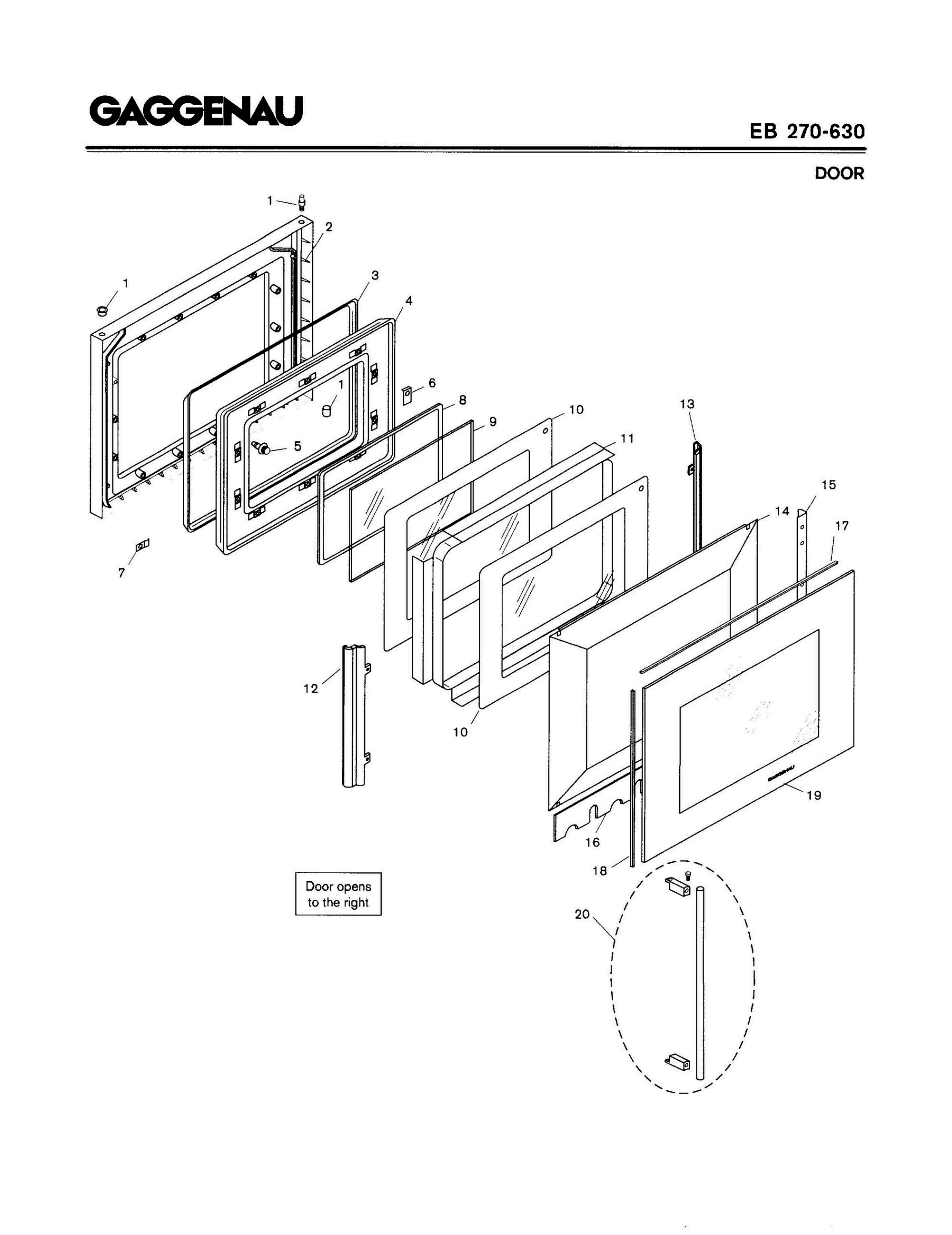 04 - DOOR Diagram and Parts List for EB270-630  Bosch Range
