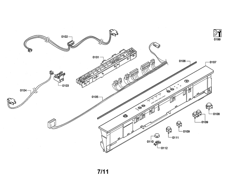 Fascia Panel/control Module Diagram and Parts List for SHX4AP06UC 02 Bosch Dishwasher