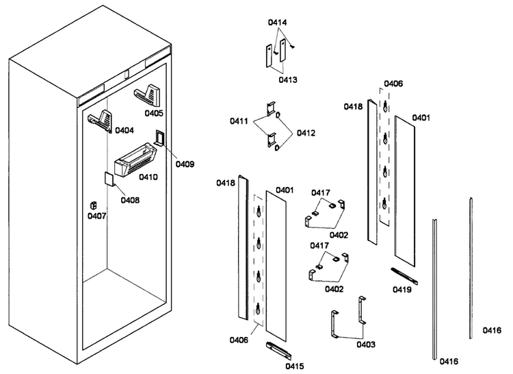 Lights Diagram and Parts List for T30BR70FS-10  Thermador Refrigerator