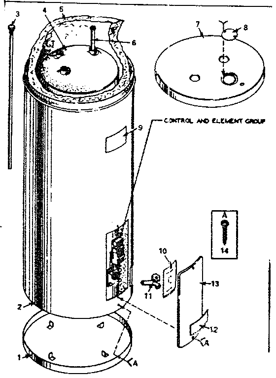 Non-functional Replacement Parts Diagram and Parts List for 15332310  Kenmore Water Heater