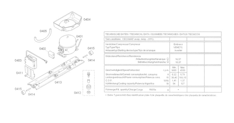 Compressor Diagram and Parts List for B11CB81SSS 01 Bosch Refrigerator