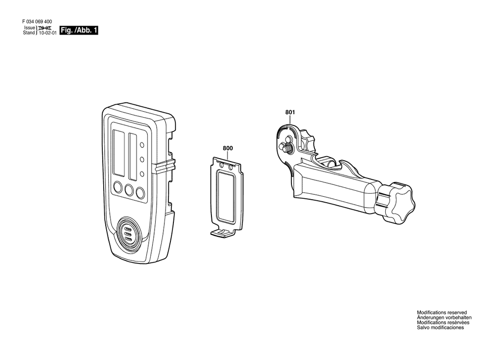 Diagram Diagram and Parts List for LD-50 F 034 K69 411 Bosch Laser Level