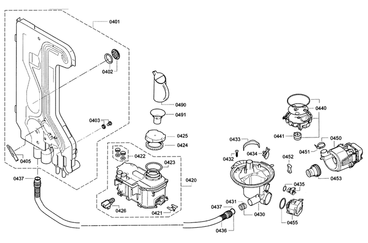 Pump Diagram and Parts List for SHE9PT55UC 70 Bosch Dishwasher