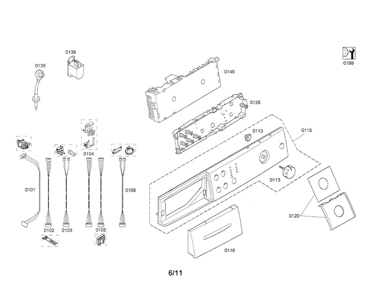 Fascia Panel/power Module Diagram and Parts List for WAS20160UC 28 Bosch Washer