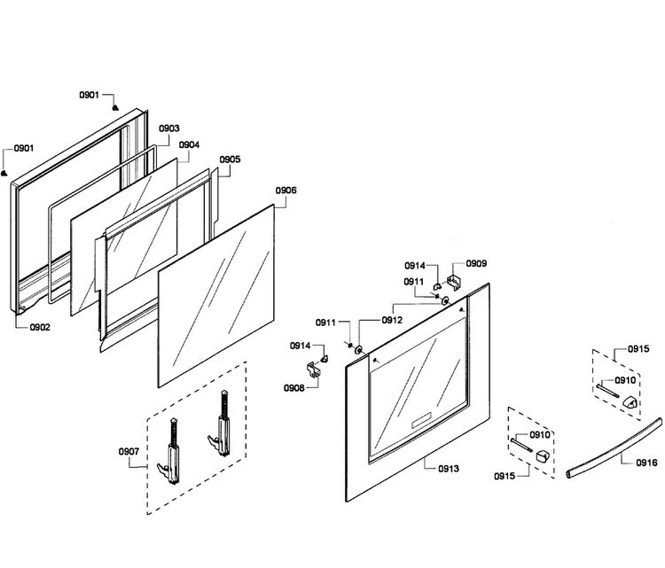 Oven Door Diagram and Parts List for HBL5760UC 06 Bosch Microwave