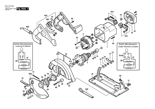 Bosch 5170type1 (F012517000) Diagram and Parts List for 5170 (TYPE 1)(F012517000) Bosch Circular Saw