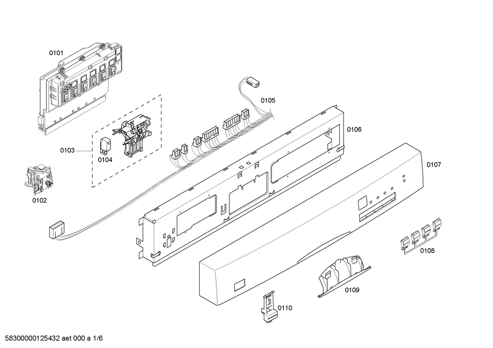 Diagram 1 Diagram and Parts List for SHE44C06UC-46  Bosch Dishwasher