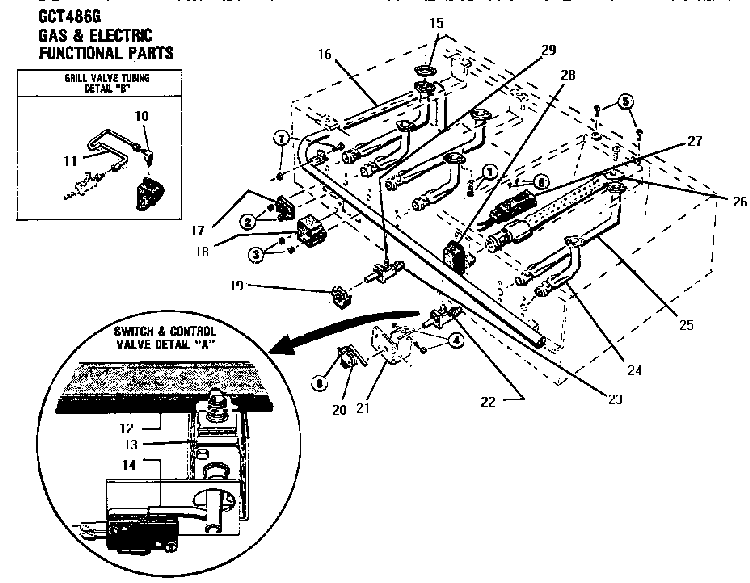 Section 8 Diagram and Parts List for GCT486G  Thermador Cooktop