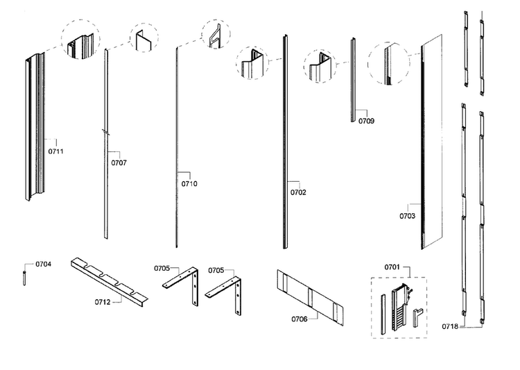 Trim Diagram and Parts List for T36IT71NNP 34 Thermador Refrigerator