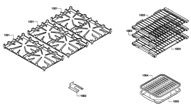 Racks/shelfs Diagram and Parts List for PRG366EPG 01 Thermador Range