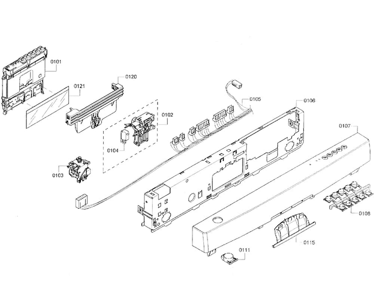 Control Panel Diagram and Parts List for SHE43R56UC 64 Bosch Dishwasher