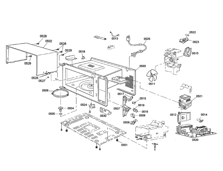 Body Diagram and Parts List for HBL5760UC 01 Bosch Microwave