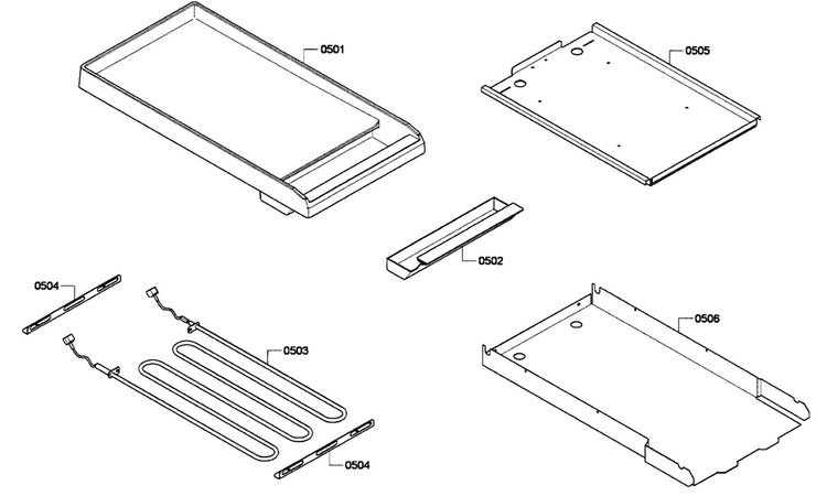 Griddle Diagram and Parts List for PRD364GDHU 01 Thermador Range