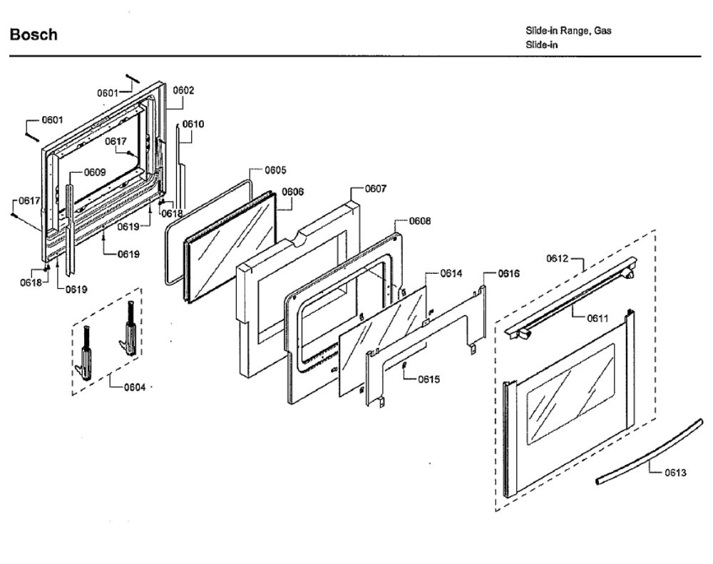 Door Diagram and Parts List for HDI7282U 09 Bosch Range